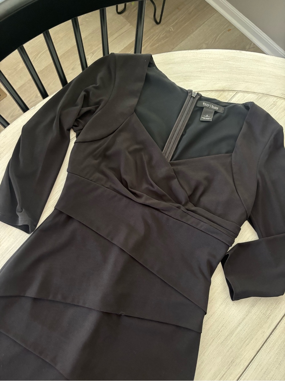 White House black market, Black Long-Sleeve V-Neck Sheath Dress